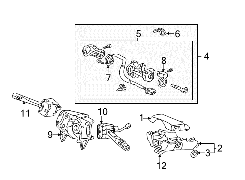 2001 Acura TL Shroud, Switches & Levers Lock Assembly, Steering Diagram for 35100-S0K-A04