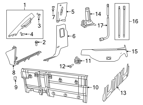 2022 Ram 3500 Interior Trim - Cab B Pillar Lower Trim Diagram for 1DX53HL1AC