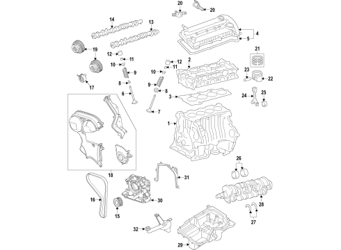 2018 Ford Fiesta Engine Parts, Mounts, Cylinder Head & Valves, Camshaft & Timing, Variable Valve Timing, Oil Cooler, Oil Pan, Oil Pump, Crankshaft & Bearings, Pistons, Rings & Bearings Support Plate Diagram for C1BZ-7M125-A