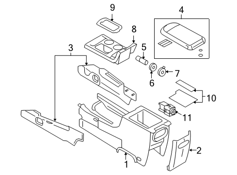 2009 Ford Taurus X Console Console Diagram for 8A4Z-74045A36-BB