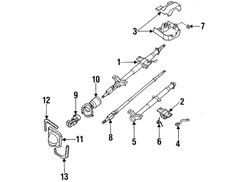 1991 Nissan NX Steering Column, Steering Wheel & Trim, Housing & Components, Shaft & Internal Components, Shroud, Switches & Levers Column Steering ABSORBER Diagram for 48810-69Y10