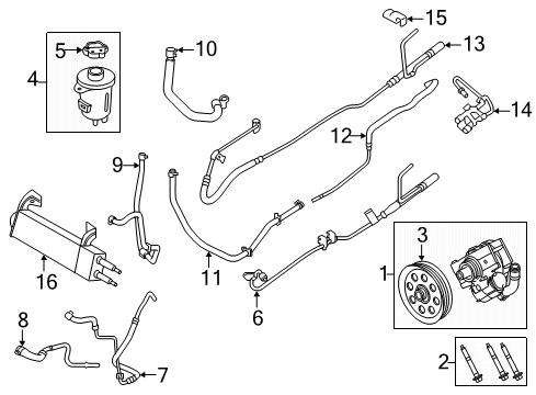 2020 Ford F-350 Super Duty P/S Pump & Hoses, Steering Gear & Linkage Lower Return Line Diagram for JC3Z-3A713-K