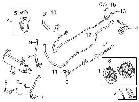 2022 Ford F-350 Super Duty P/S Pump & Hoses Pressure Tube Diagram for LC3Z-3A717-J