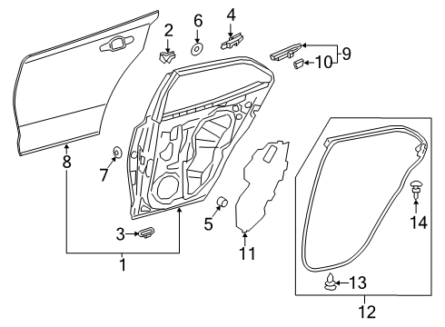 2020 Toyota Corolla Rear Door Door Weatherstrip Diagram for 67871-02310