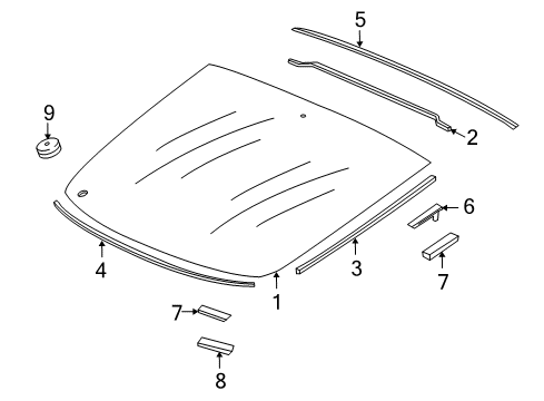 2015 Honda Crosstour Lift Gate - Glass & Hardware Dam (5X5X655) Diagram for 73228-TP6-A00