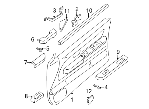 1998 Nissan Frontier Interior Trim - Front Door Front Door Armrest, Left Diagram for 80941-3S501