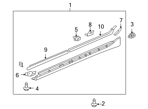 2009 Acura RL Exterior Trim - Pillars, Rocker & Floor Molding, Right Front Side Sill Garnish Diagram for 71808-SJA-A01