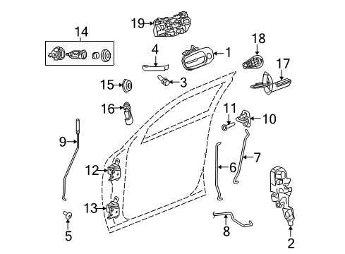 2009 Dodge Challenger Front Door Handle-Exterior Door Diagram for 1NJ57FLCAA