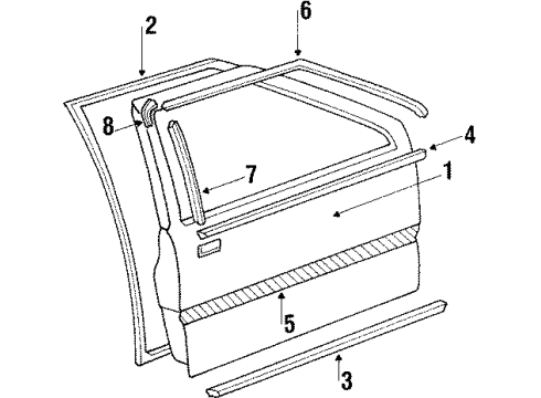 1988 Hyundai Excel Front Door Moulding-Front Door Frame Rear RH Diagram for 82862-21001