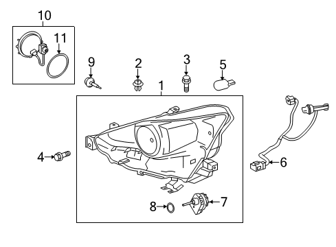 2015 Lexus IS350 Headlamps Cord, Headlamp, RH Diagram for 81125-53720
