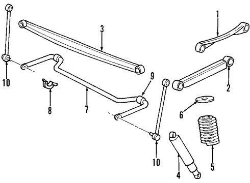 2002 Ford Expedition Rear Suspension Components, Lower Control Arm, Upper Control Arm, Ride Control, Stabilizer Bar Height Sensor Diagram for F75Z-5359-AA