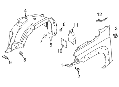 2022 Nissan Frontier Fender & Components PROTECTOR-FRONT FENDER, LH Diagram for 63841-9BU1A
