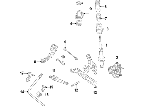 2008 Dodge Caliber Rear Suspension Components, Lower Control Arm, Upper Control Arm, Stabilizer Bar Bar-Rear Suspension Diagram for 5105107AB