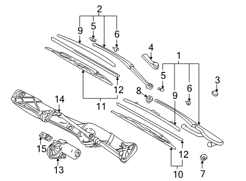 2003 BMW 525i Windshield - Wiper & Washer Components WIPER ARM LEFT Diagram for 61619449965