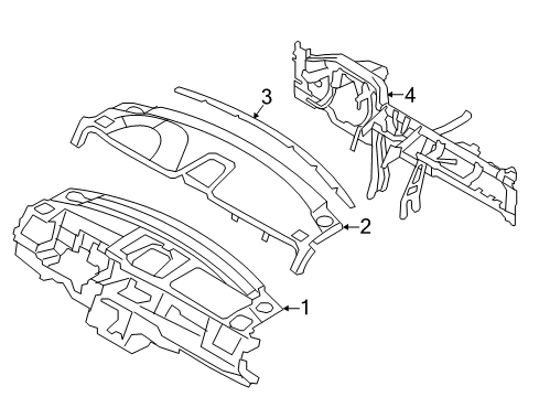 2013 Lincoln MKS Cluster & Switches, Instrument Panel Upper Panel Diagram for DA5Z-54044F58-AA