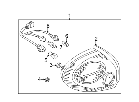 2001 Nissan Maxima Bulbs Lamp Assembly-Rear Combination, RH Diagram for 26550-2Y925