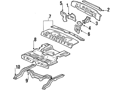 1987 Acura Legend Rear Body Panel Set, Rear Floor Diagram for 04655-SD4-320ZZ