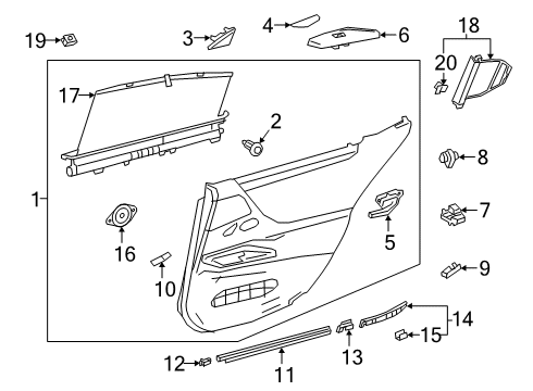 2022 Lexus ES300h Interior Trim - Rear Door Cover, RR Door ARMRE Diagram for 74261-33080-C0