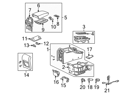 2003 Acura CL Center Console Console, Rear (Graphite Black) Diagram for 83401-S3M-A00ZA