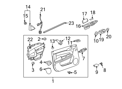 2010 Chevrolet Impala Interior Trim - Front Door Mirror Switch Diagram for 15261340