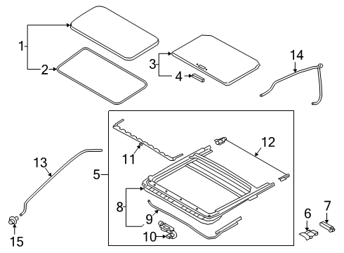 2021 Nissan Altima Sunroof Drip Rear Diagram for 91360-6CA1A