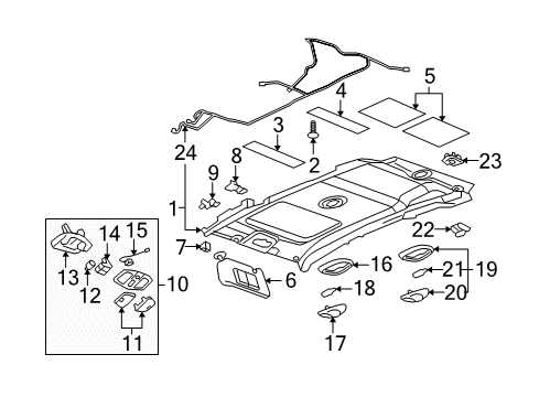2009 Pontiac Torrent Interior Trim - Roof Headliner Diagram for 19208490