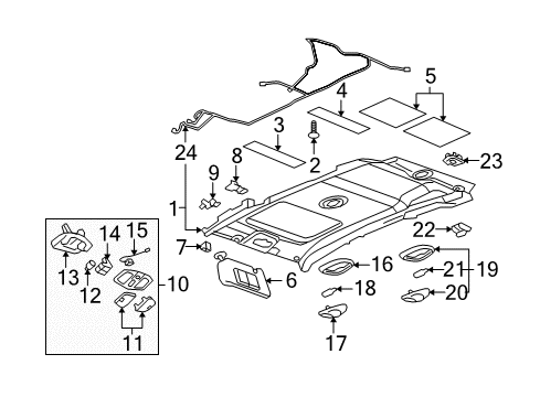 2009 Pontiac Torrent Interior Trim - Roof Housing-Dome Lamp *Gray L Diagram for 15210446