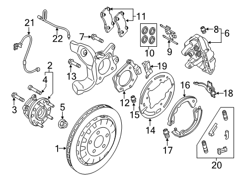 2020 Ford Mustang Rear Brakes Rear Hub & Bearing Diagram for FR3Z-1104-E