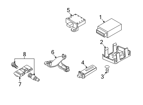 2008 Mini Cooper Tire Pressure Monitoring Tire Pressure Sensor Control Module Diagram for 36106868194