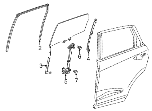 2021 Acura TLX Rear Door Sash, Left Rear (Lower) Diagram for 72770-TGV-A01