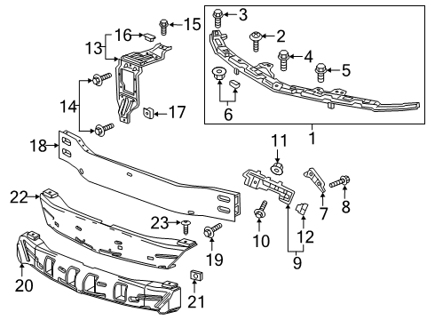 2020 Chevrolet Malibu Front Bumper Lock Support Diagram for 23328042