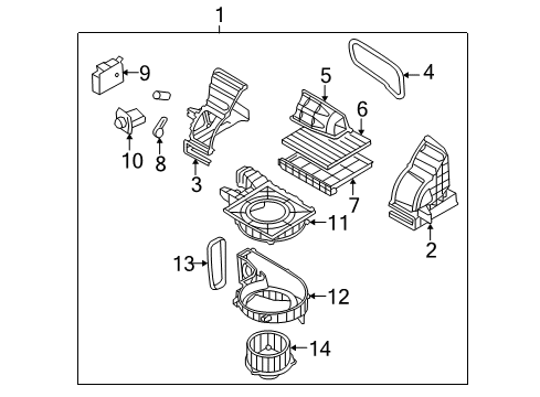 2011 Kia Rio Blower Motor & Fan Cover Assembly-Air Filter Diagram for 972331G000