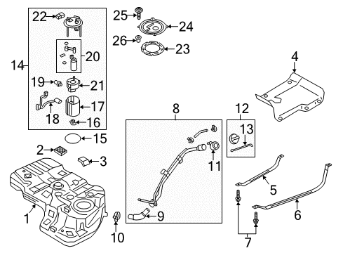 2014 Hyundai Santa Fe Fuel Supply Pedal Assembly-Accelerator Diagram for 32700-2W100