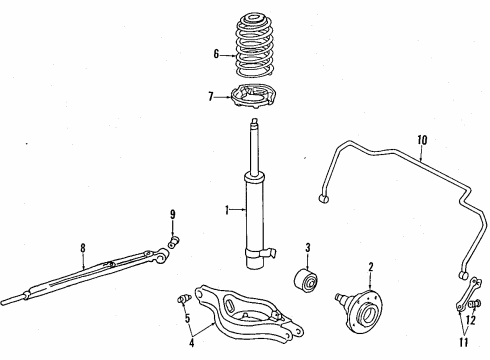 1988 Acura Legend Rear Axle, Lower Control Arm, Upper Control Arm, Stabilizer Bar, Suspension Components Shock Absorber Unit, Left Rear (Showa) Diagram for 52612-SD4-J03