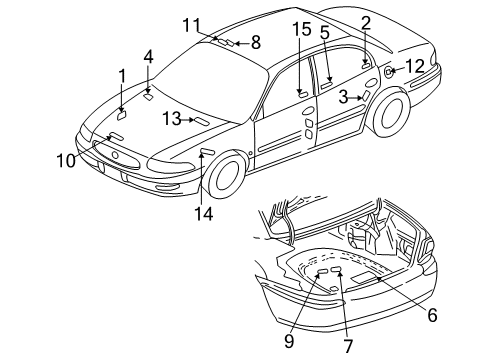 2002 Buick LeSabre Information Labels Info Label Diagram for 25731323