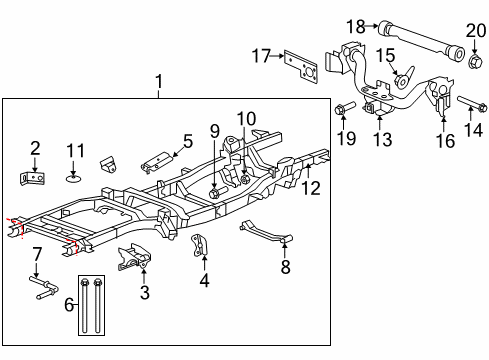 2006 Dodge Ram 1500 Frame & Components Nut-HEXAGON FLANGE Lock Diagram for 6508689AA