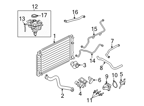 2008 Ford Escape Radiator & Components Overflow Hose Diagram for 5L8Z-8075-AA