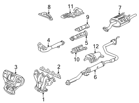 2000 Honda Civic Exhaust Components Pipe A, Exhuast Diagram for 18210-S04-A72