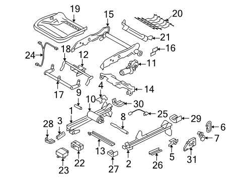 2009 Volvo C30 Power Seats Seat Frame Diagram for 8629961