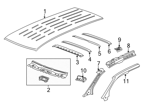 2014 Chevrolet Traverse Roof & Components Inner Rail Diagram for 22789694