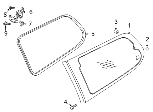 2014 Kia Sedona Side Panel - Glass & Hardware Screw-Machine Diagram for 12204-06143