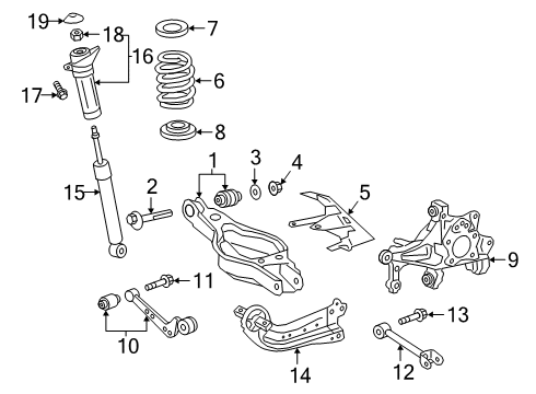 2020 Toyota RAV4 Rear Suspension Components, Lower Control Arm, Upper Control Arm, Stabilizer Bar Knuckle Diagram for 42304-0R090