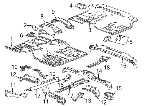 2018 GMC Sierra 2500 HD Floor Rear Floor Pan Upper Reinforcement Diagram for 22770297