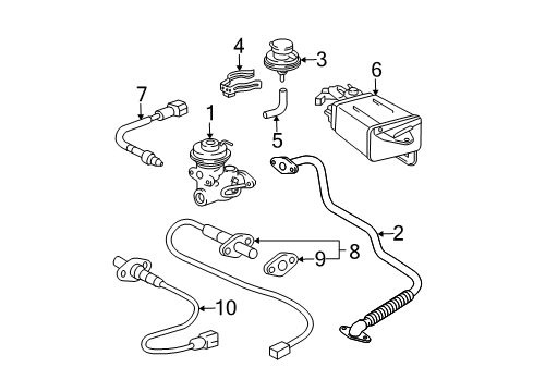 1996 Toyota Tacoma EGR System Bracket, EGR Vacuum Modulator Diagram for 25691-62030