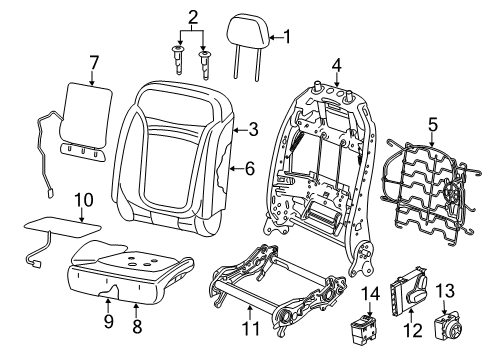 2016 Jeep Renegade Front Seat Components Seat Cushion Foam Front Left Diagram for 68284357AA