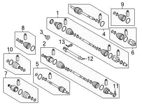 2019 Kia Niro Drive Axles - Front Boot Kit-Front Axle Differential Diagram for 49542G5000