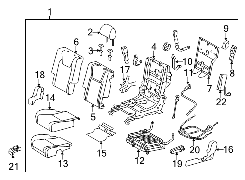 2011 Lexus RX350 Rear Seat Components Rear Seat Back Cover, Left (For Separate Type) Diagram for 71078-0E020-A0