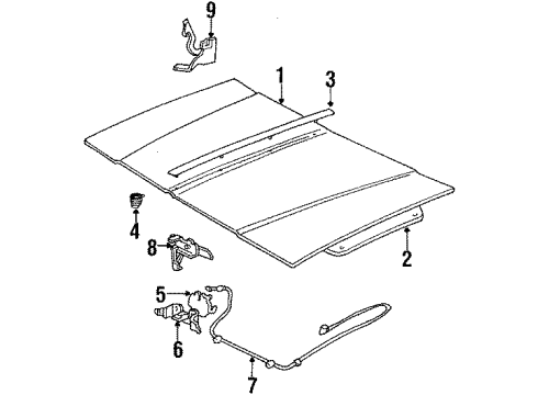 1985 Buick Skylark Hood & Components Hood Diagram for 25510889