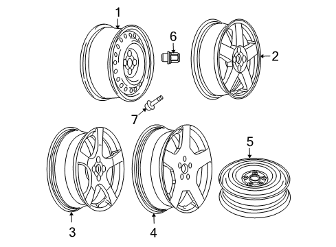 2005 Chevrolet Cobalt Wheels Wheel Rim 16X6 Diagram for 9595088