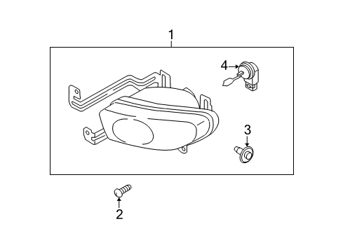 2003 Kia Spectra Bulbs Front Fog Lamp, Right Diagram for 0K2S151510